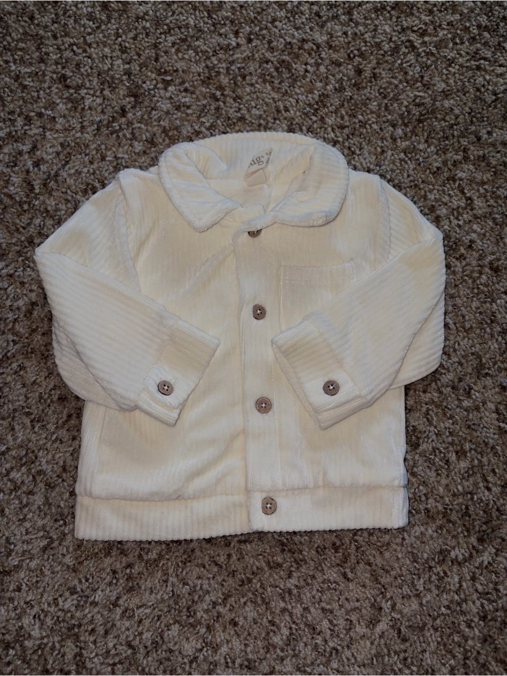 Cream Corduroy Button-Up Kids Jacket